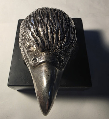 SILVER .999 EAGLE STATUE SIGNED MENE LARGE AMERICAN EAGLE FIGURINE MARBLE BASE