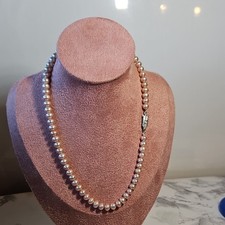 Vintage Pink Pearl Necklace Silver Clasp With...