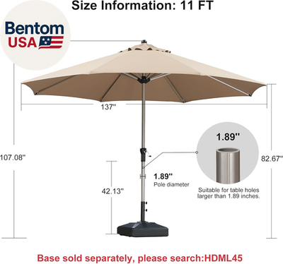 11 foot patio umbrella base Treasure Garden ® 11 ft Octagonal Outdoor Patio Umbrella (High-Perform