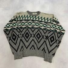 Vintage Knitted Jumper Abstract Patterned Grandad Knit Sweater Men's Xl