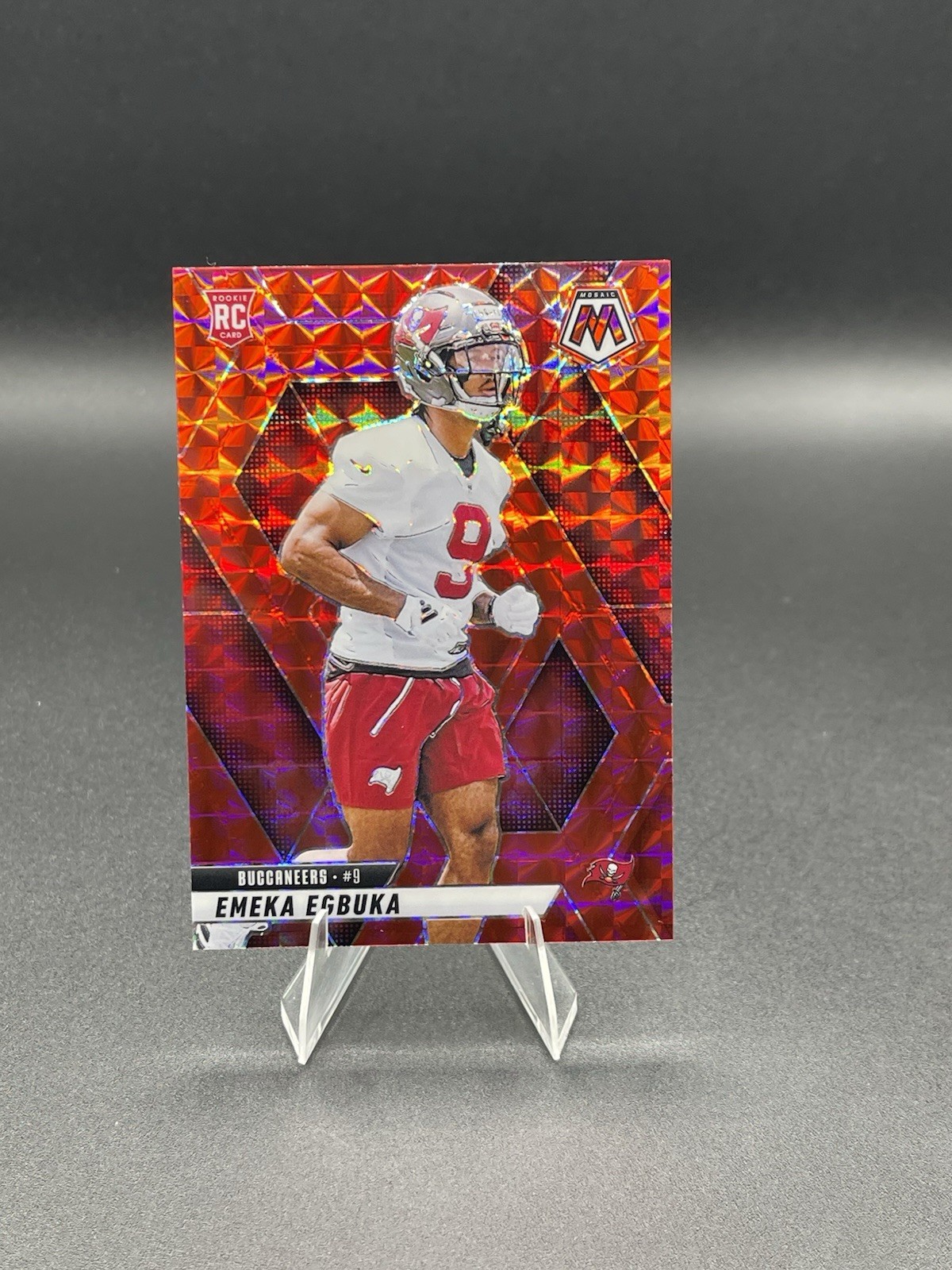 2025 Panini Mosaic Emeka Egbuka RC Hobby Exclusive Red Mosaic #376 Buccaneers