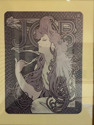 Vintage gerahmter Jugendstil ''JOB'' Druck - nach Alphonse Mucha - inkl. Rahmen