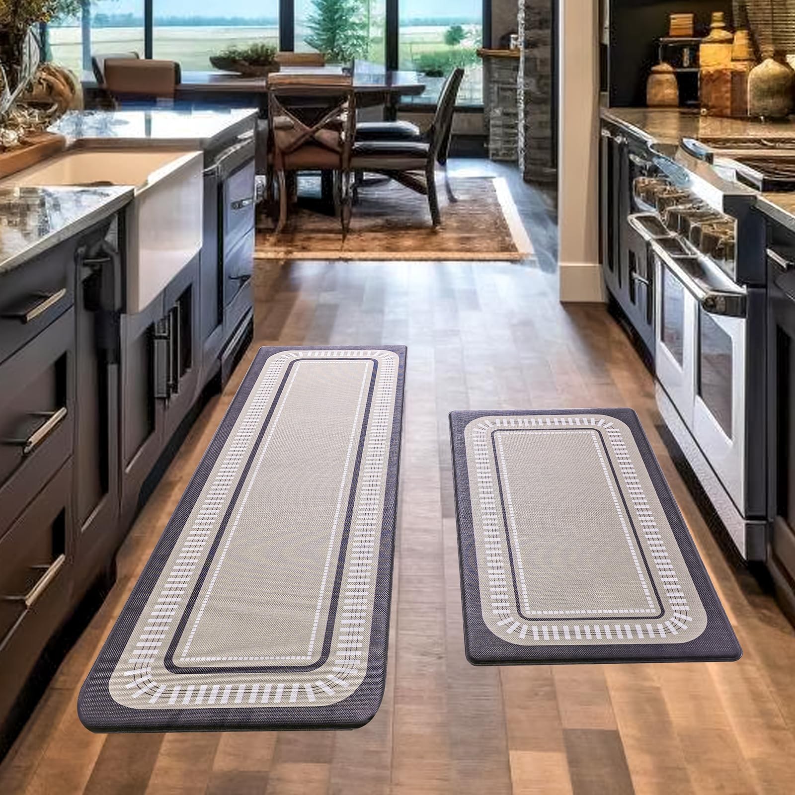 2-Pack Cushioned Anti-Slip Waterproof Kitchen Mats for Comfort & Safety