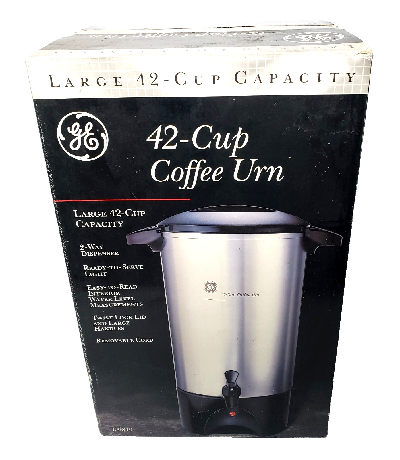 GE Large 42-Cup Coffee Urn Pot Complete Manual Box Model 106840R Stainless Steel