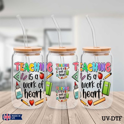 Lehrertag UV DTF Aufkleber - 16oz Libbey Dose Glasfolie zs100