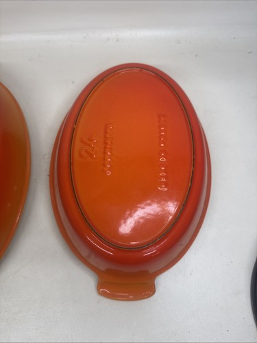 Three Le Creuset Cast Iron Oval Baking Dishes Gratin Volcanic Orange 32 28 24 - Picture 4 of 13