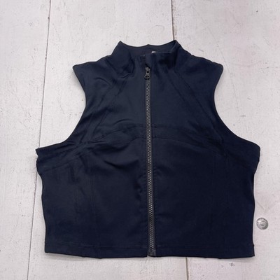 NOVASPORT Tank Top Womens Large Black Full Zip High Neck Cropped Athletic