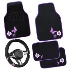 Butterfly Steering Wheel Cover and Waterproof Car Black and Purple Butterfly