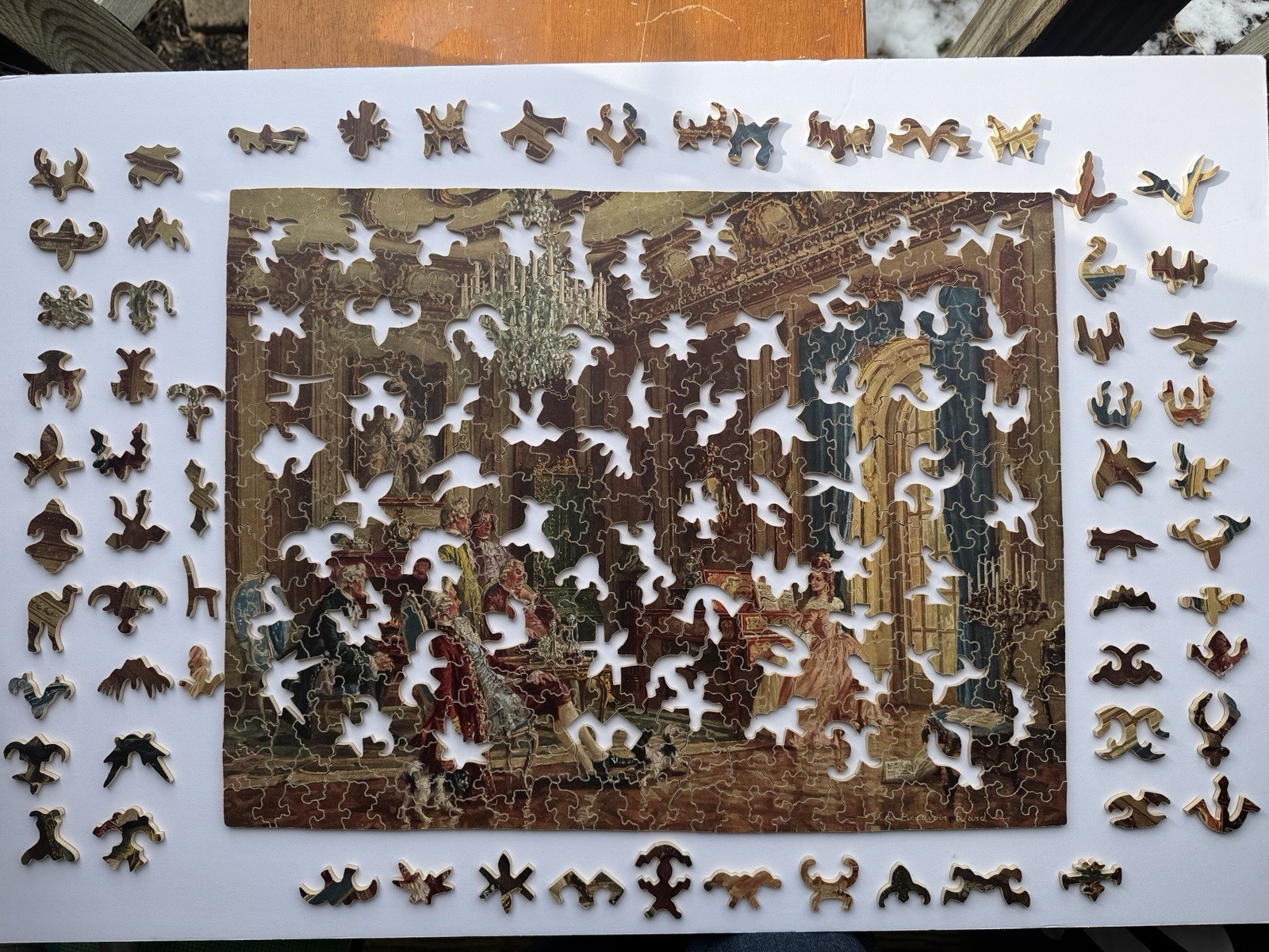 FABULOUS RARE U-NIT PICTURE JIGSAW PUZZLE HER FIRST RECITAL PIANO 64 FIGURAL WOW