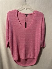 NWT Express women's pink cotton knit V-neck sweater size Small