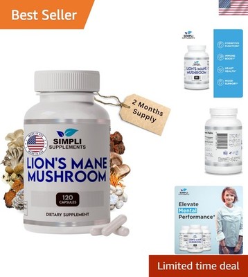 Organic Lion's Mane Mushroom Capsules - Cognitive & Immune Support | 120  Cap...