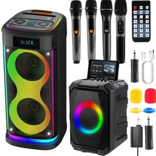 Portable Speaker Subwoofer 4500mAh Rechargable w/LED DJ Party Karaok