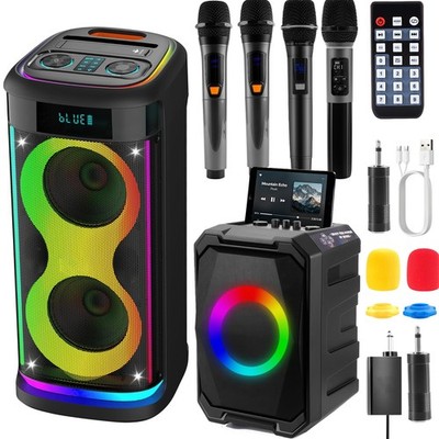 Portable  Speaker Subwoofer 4500mAh Rechargable w/LED DJ Party Karaok