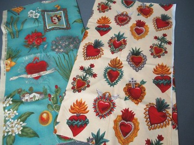 New 19'' Long x 45'' Wide Viva Frida Fabric & 19'' x 45'' Corazones Hearts g6 em