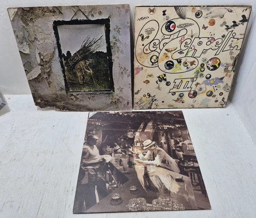 Lot of 3 Led Zeppelin Vinyl Record Albums LP In Through the Out Door/III/IV