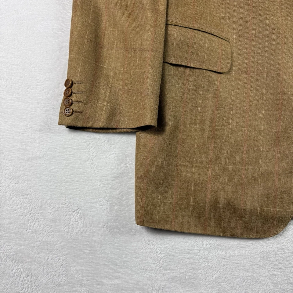 Blazer de lana de seda Canali para hombre EU 54 US 44 marrón a cuadros 3 botones abrigo deportivo chaqueta Foto 4 de 4