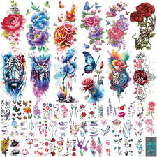 72 Sheets Realistic Temporary Tattoo Stickers for Adults - Waterproof Fake Tatto