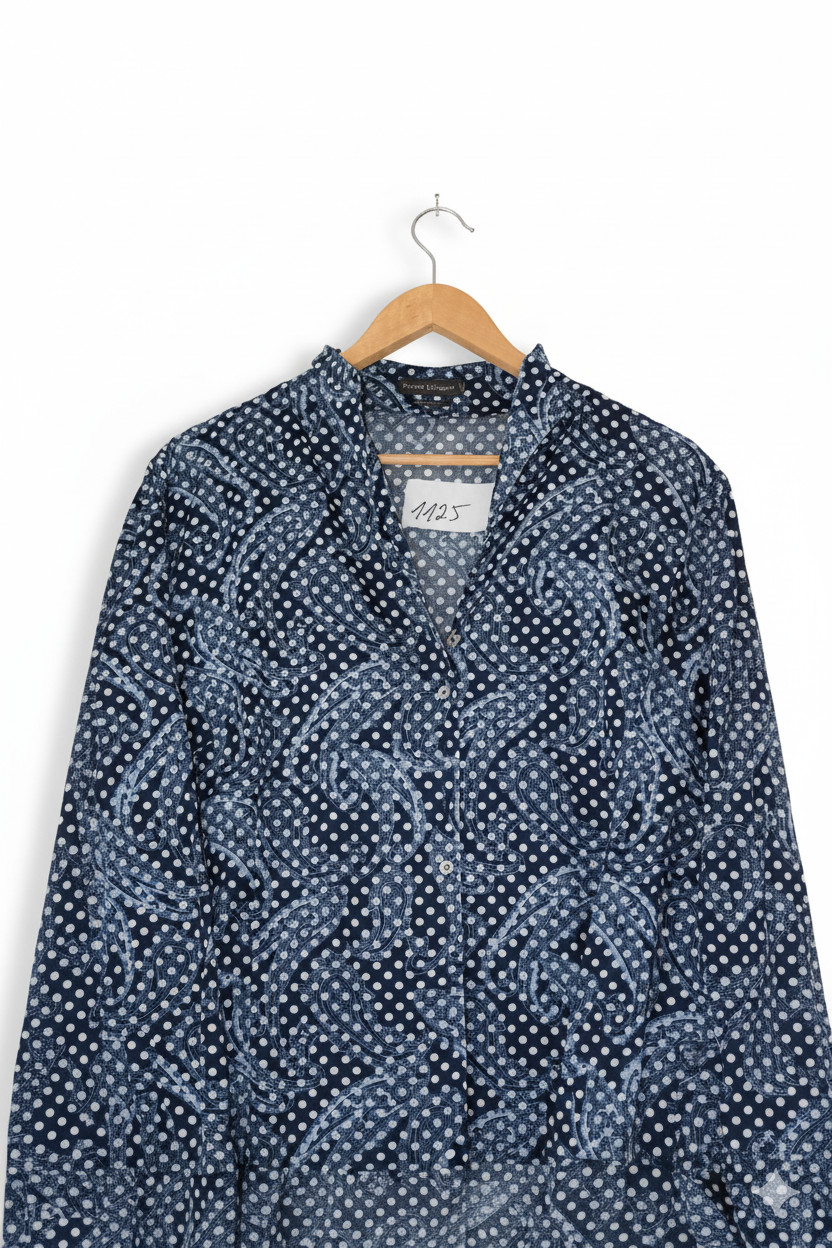 Franco Callegari Navy Paisley & Polka Dot Blouse image 4