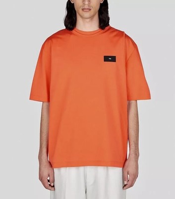Y-3 Adidas Men Double T-SHIRT W PRINTED LOGO AND LAYER NECK ORANGE 