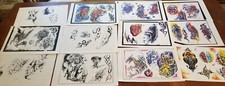 Mauricio Tattoo Flash 12 Sheets 1990s Vtg Color B/W Skulls Nude Faces Brasil