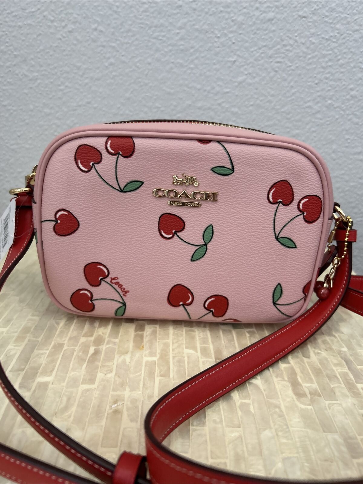 Coach purse Jamie Camera Bag With Heart Cherry Print 
