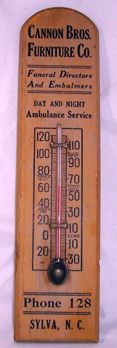 Vintage Wooden Advertising Thermometer Cannon Bros Furniture Co circa 1940-50s