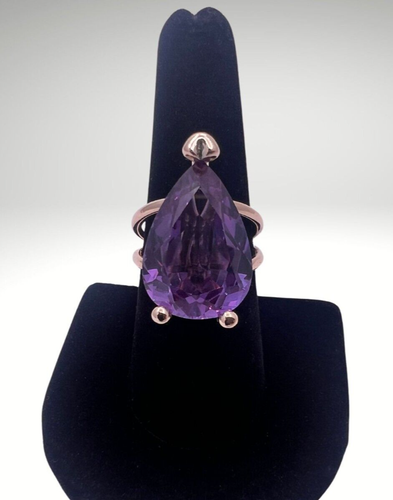 Vintage Lab-Created Sapphire Gold Ring 14KYG - Picture 2 of 7