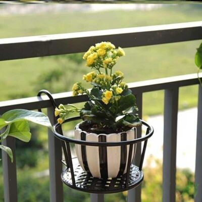 Hanging Planter Pots Garden Plant Fence Balcony Railing Wall-Mounted Basket