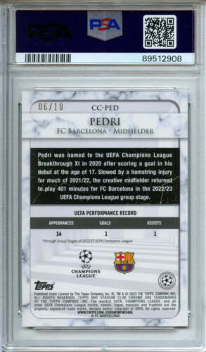 2022-23 Stadium Club Pedri Championship Contributions Negro 6/10 #CC-PED PSA 10 - Imagen 2 de 2