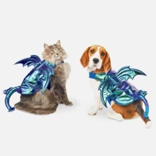 Hyde and Eek Boutique Pet Blue Metallic Dragon Set Dog Cat Costume Outfit