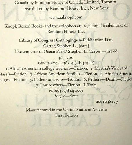 Stephen L Carter - Emperor of Ocean Park - SIGNED 1st 1st - Best Seller - NR - Picture 7 of 7