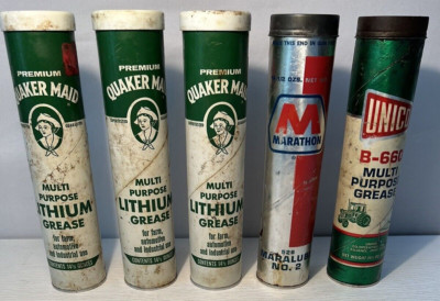 Vintage Grease Tubes - Quaker Maid Marathon Unico Gas Oil 14.5 oz