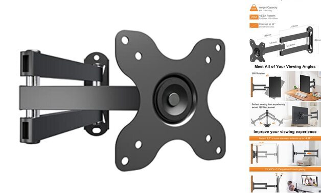 TV Wall Mount, Bracket for Most 13-32 inch LED, LCD Monitor and 13-32Inch Black