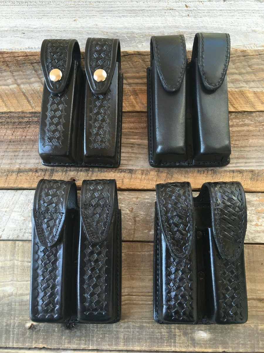 Tex Shoemaker Black Leather Quad 4 Magazine Pouch P225 39 3904