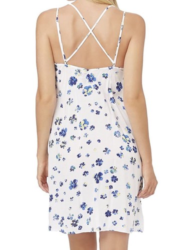 Dkny Camicia Da Notte Da Donna Bianco Blu Taglia S Floreale In Viscosa Spalline - Picture 21 of 25