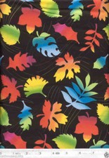 Bright Rainbow Funnies - Leaves Quilt Fabric - Half Yard