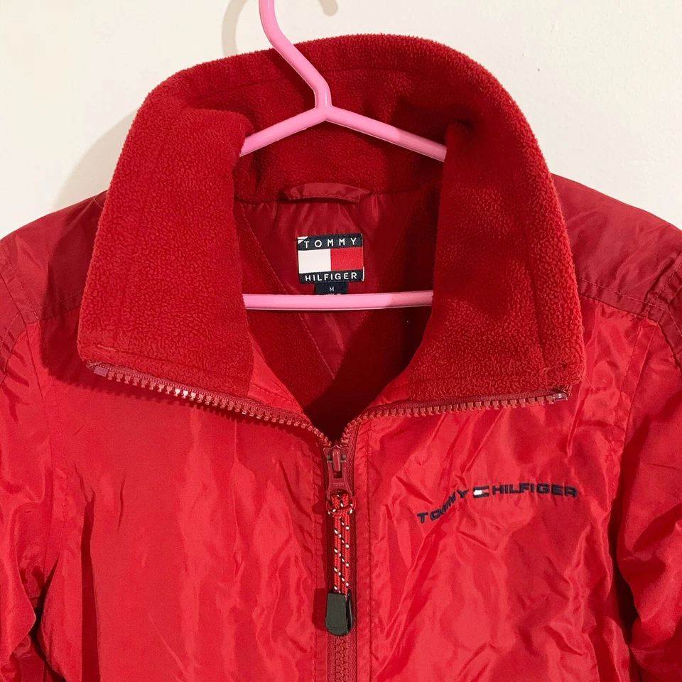 Vtg Tommy Hilfiger 90’s Red Windbreaker Kids Jacket,Y2K Jacket Size M - Image 3 of 4