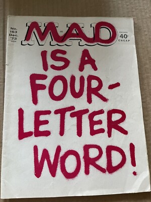 MAD MAGAZINE #163 DECEMBER 1973 FOUR LETTER WORD Semi detach BARGAIN Ship Incl