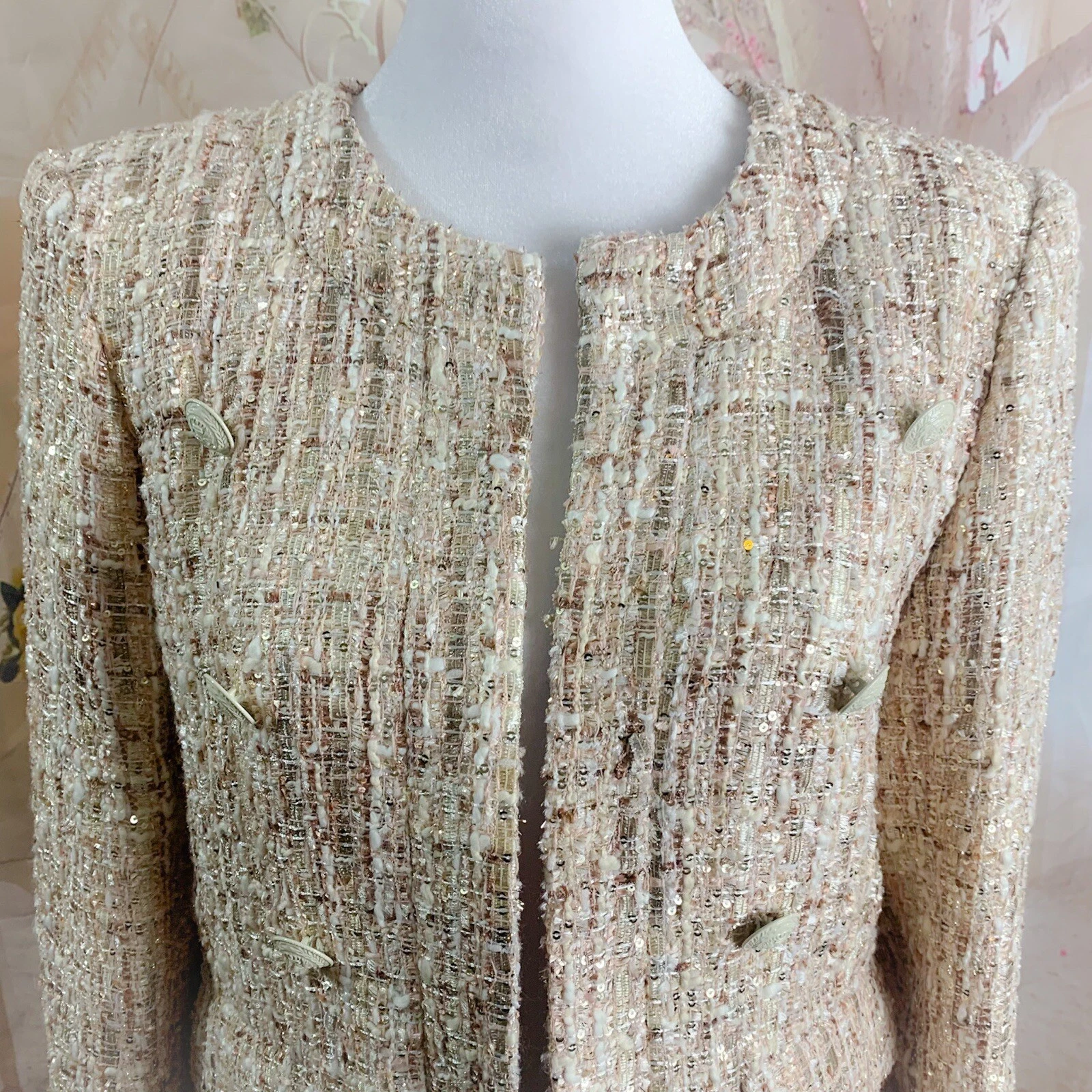 CHANEL Blazer doppiopetto L'AGENCE in tweed taglia 4