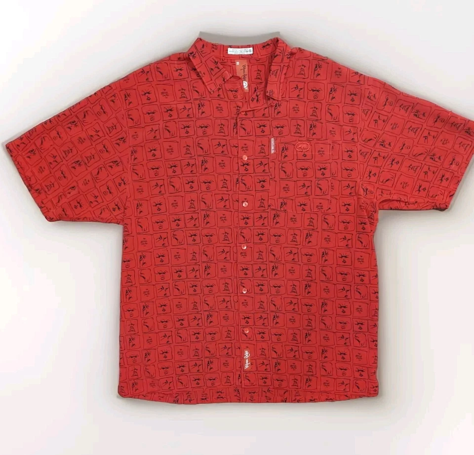 Vintage Shirt Marc Ecko Unltd XXL AOP Faces Button Up Hip Hop Y2K Red 2X - Image 2 of 4