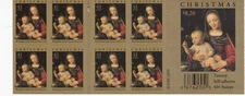 U.S. 2-SIDED BKLT PANE OF 20 SCOTT#4206a 2007 41ct CHRISTMAS MADONNA MNH P#P1111