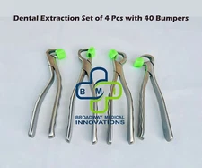 Set of 4 Dental Extraction Physics Forceps - Standard Series with 40 Free Bumper
