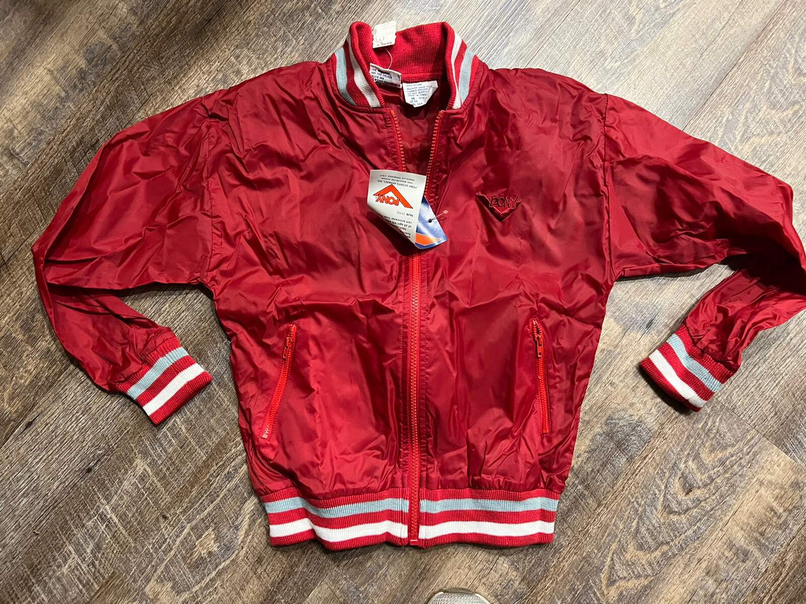 Giacca Vintage Ragazzi Anni '80 Pony Athletics Cerniera Completa M 12 14 Nuova