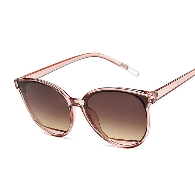 Brown Cat Eye Sunglasses - Classic UV400 Metal Frame Unisex Fashion Sun Glasses-image