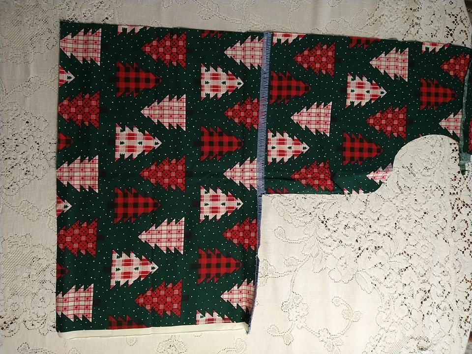 Fabric Traditions Red/Green Patchwork Buffalo Plaid Christmas Tree Fabric 14"+ - Image 2 of 4