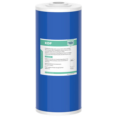10'' x 4.5'' Big Blue KDF+GAC Carbon Whole House Water Softener Filter Replacement