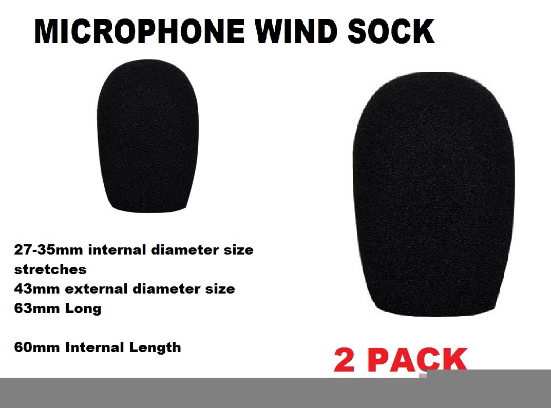 Microphone Wind Sock Foam Cover Black 50mm Shure Yoga Replacement Mic
