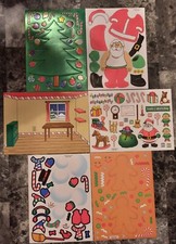 Christmas Scene sticker sheets - Santa Workshop Trim Tree Snowman Gingerbread