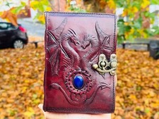 Double Dragon Handmade Leather Journal, Grimoire Notebook