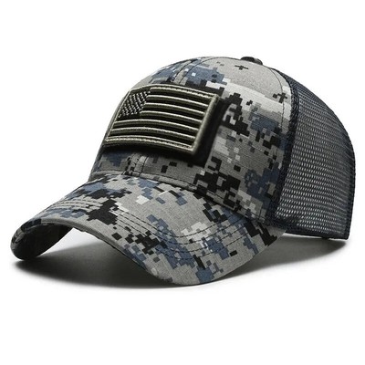American Flag Embroidered Low Profile Baseball Cap US Flag Mesh Hat Adjustable
